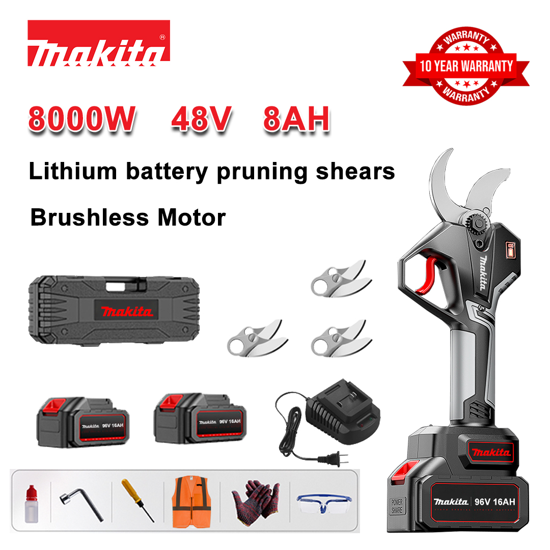 Foarfece de tăiat cu baterie cu litiu fără perii de 8000W + baterie 48V8Ah * 2 + lamă din aliaj sk9 * 4 + încărcător + afișaj LED pentru putere + cutie de scule + ulei lubrifiant + ochelari de protecție + 10 ani garanție
