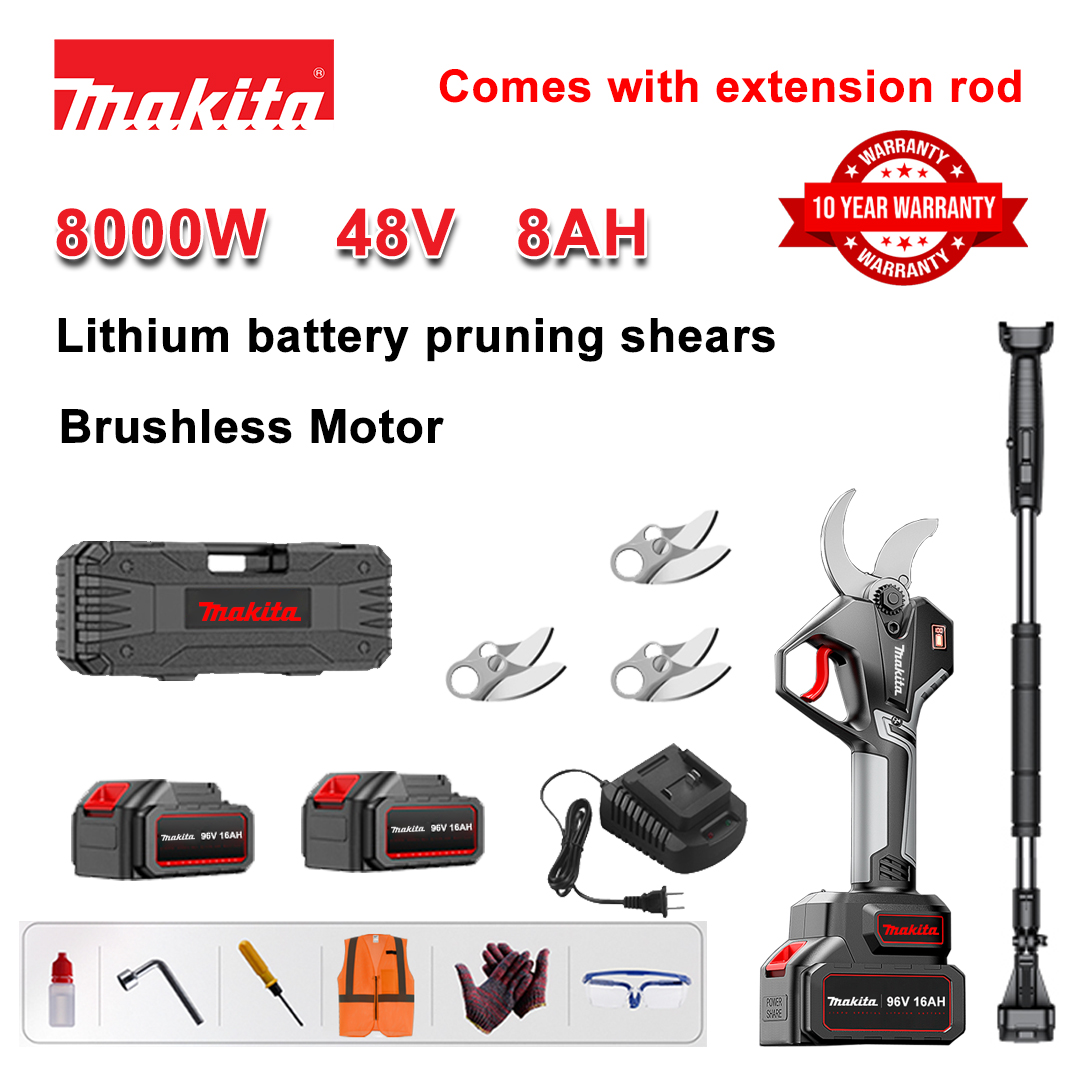 [Tijă de prelungire 1,5 ~ 5 m] Foarfece de tăiat baterie fără perii cu litiu de 8000 W + baterie 48V8Ah * 2 + lamă din aliaj sk9 * 4 + încărcător + afișaj LED de alimentare + cutie de scule + ulei lubrifiant + ochelari de protecție + 10 ani garanție